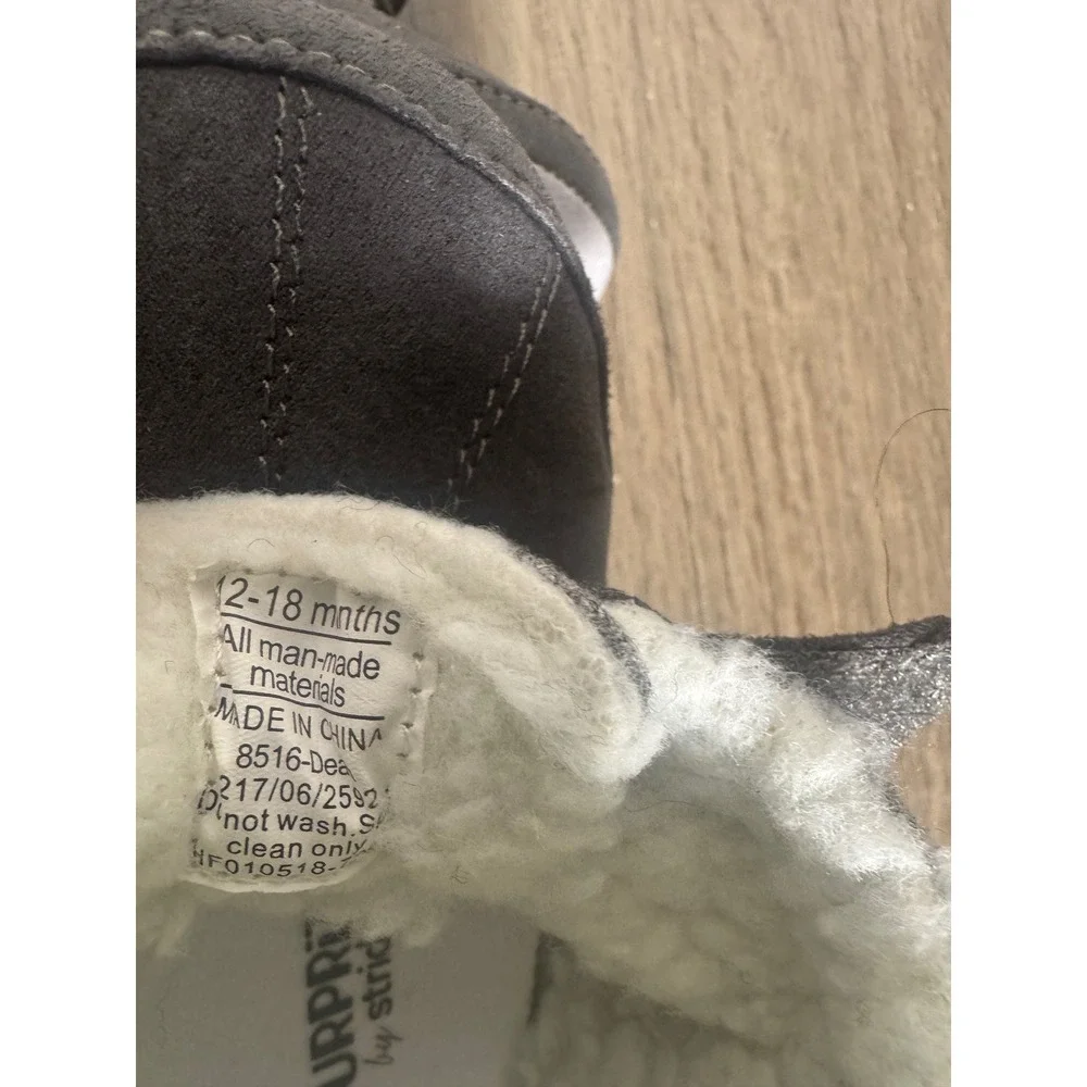 Surprize by Stride Rite Baby Boots‎ Gray Faux Fur Lined Soft Sole 12-18 Months